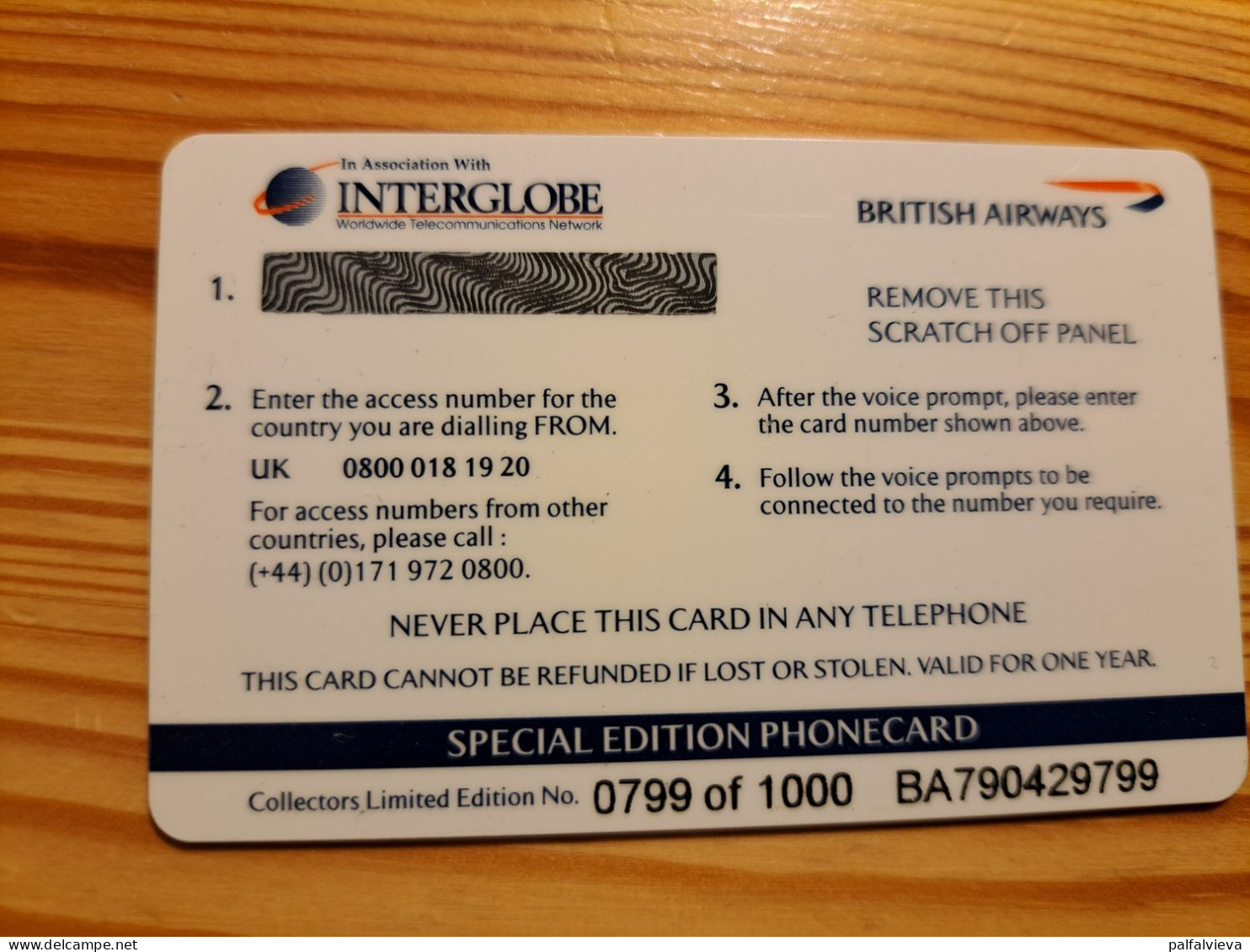 Prepaid Phonecard United Kingdom, Interglobe - Airplane, British Airways, Boeing 747-400 - [ 8] Firmeneigene Ausgaben