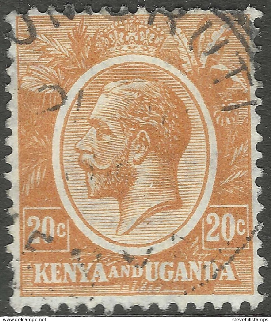Kenya & Uganda. 1922-27 KGV. 20c Used. SG83 - Kenya & Ouganda