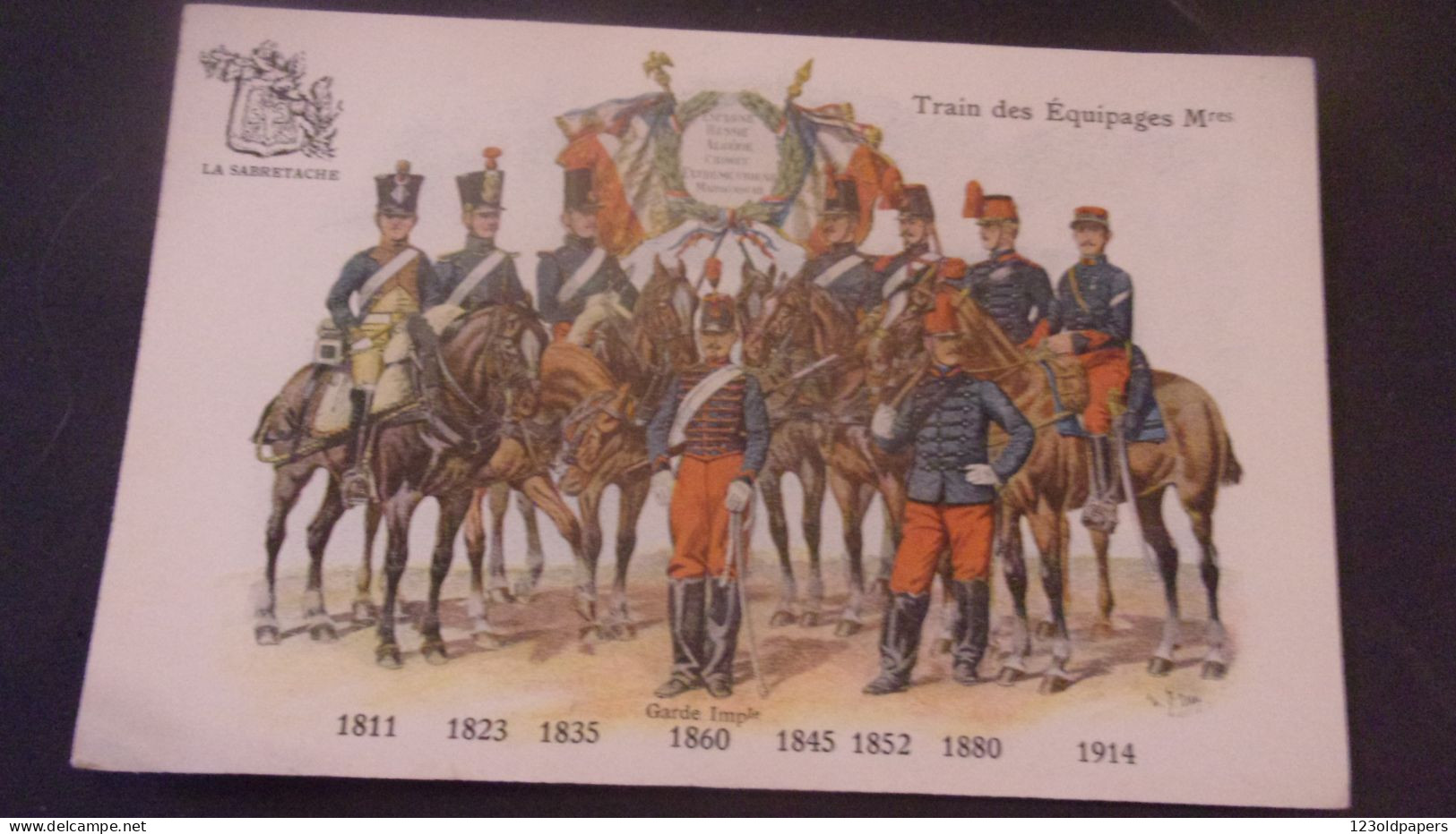 SABRETACHE  UNIFORME TENUE MILITAIRE TRAIN DES EQUIPAGES 1811 1914 - Regimente