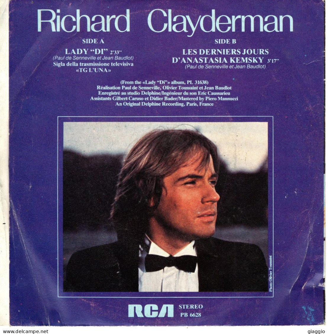 °°° 367) 45 GIRI - DALLA TRASMISSIONE TV TG L'UNA - RICHARD CLAYDERMAN °°° - Musique De Films