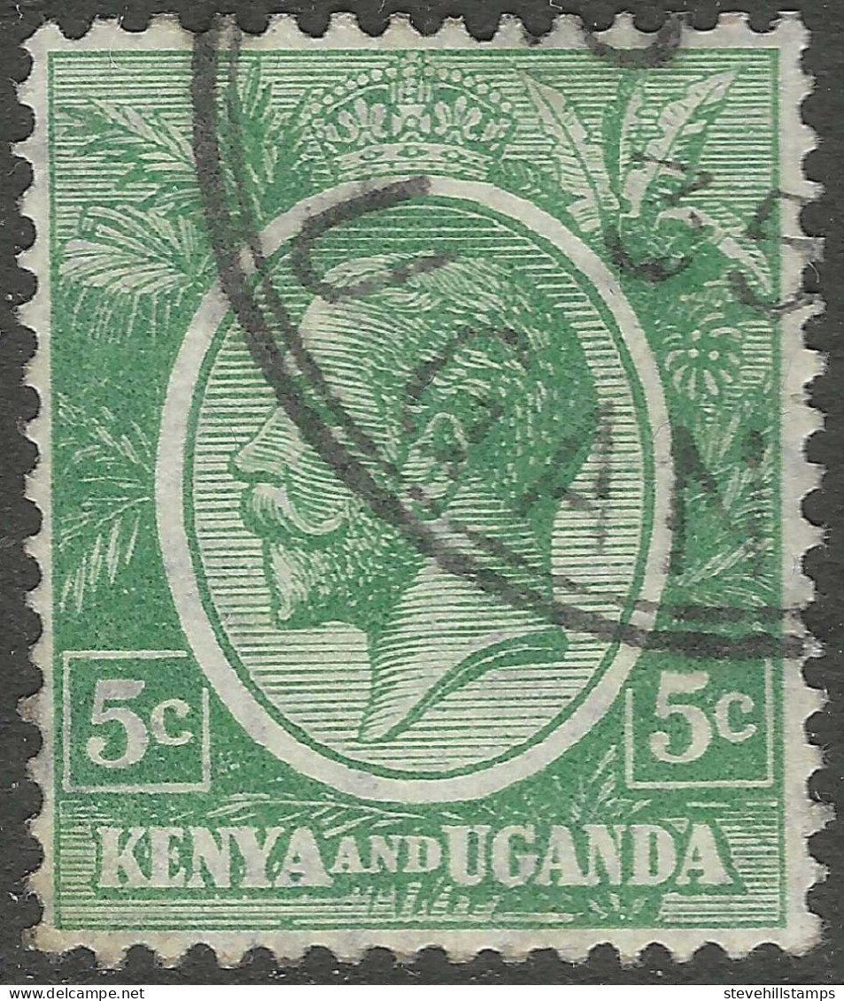 Kenya & Uganda. 1922-27 KGV. 5c Green Used. SG78 - Kenya & Ouganda