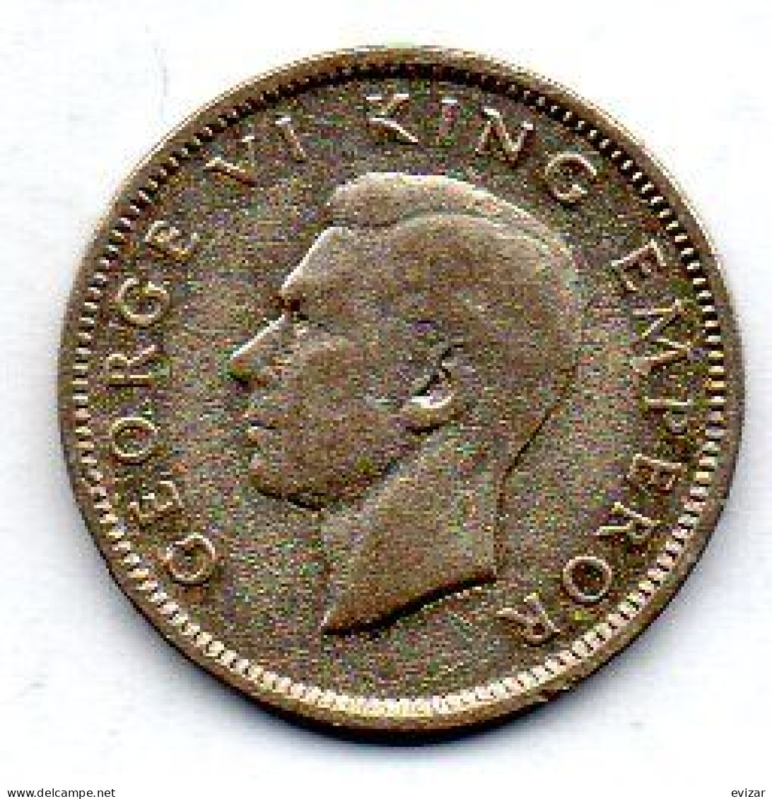 NEW ZEALAND, 6 Pence, Silver, Year 1943, KM # 8 - Nouvelle-Zélande