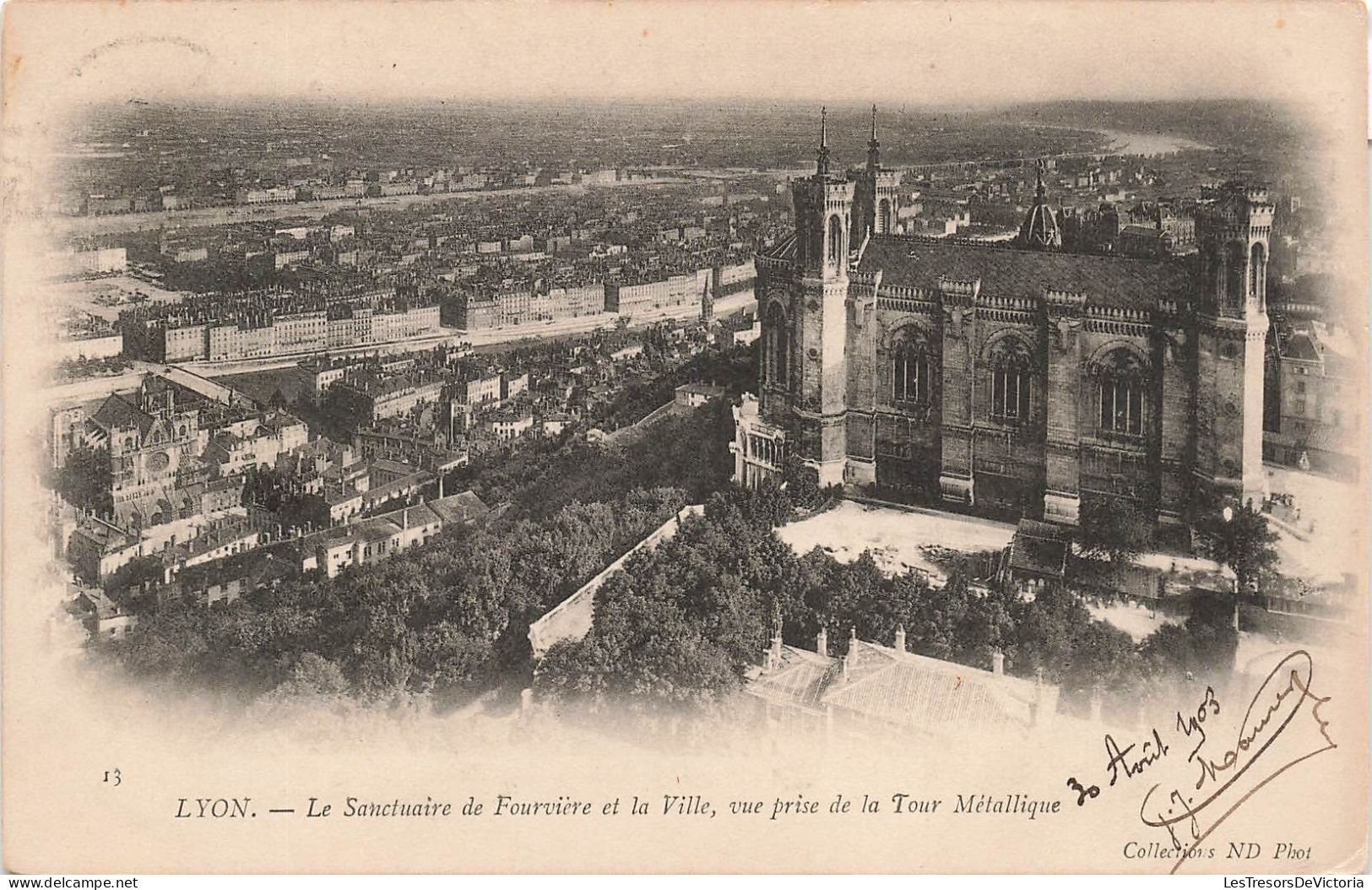 FRANCE - Lyon - Le Sanctuaire De Fourvière Et La Ville, Vue Prise De La Tour Métallique - Carte Postale Ancienne - Lyon 5