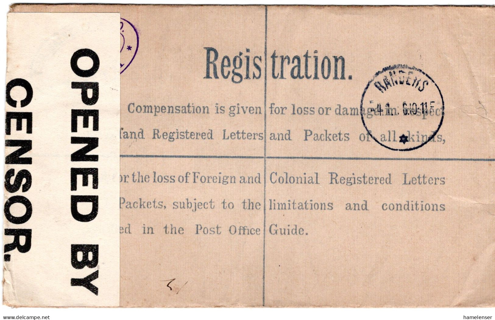 72434 - Grossbritannien - 1915 - GA-R-Umschlag M ZusFrankatur EDINBURGH -> RANDERS (Daenemark), M Brit Zensur - Briefe U. Dokumente