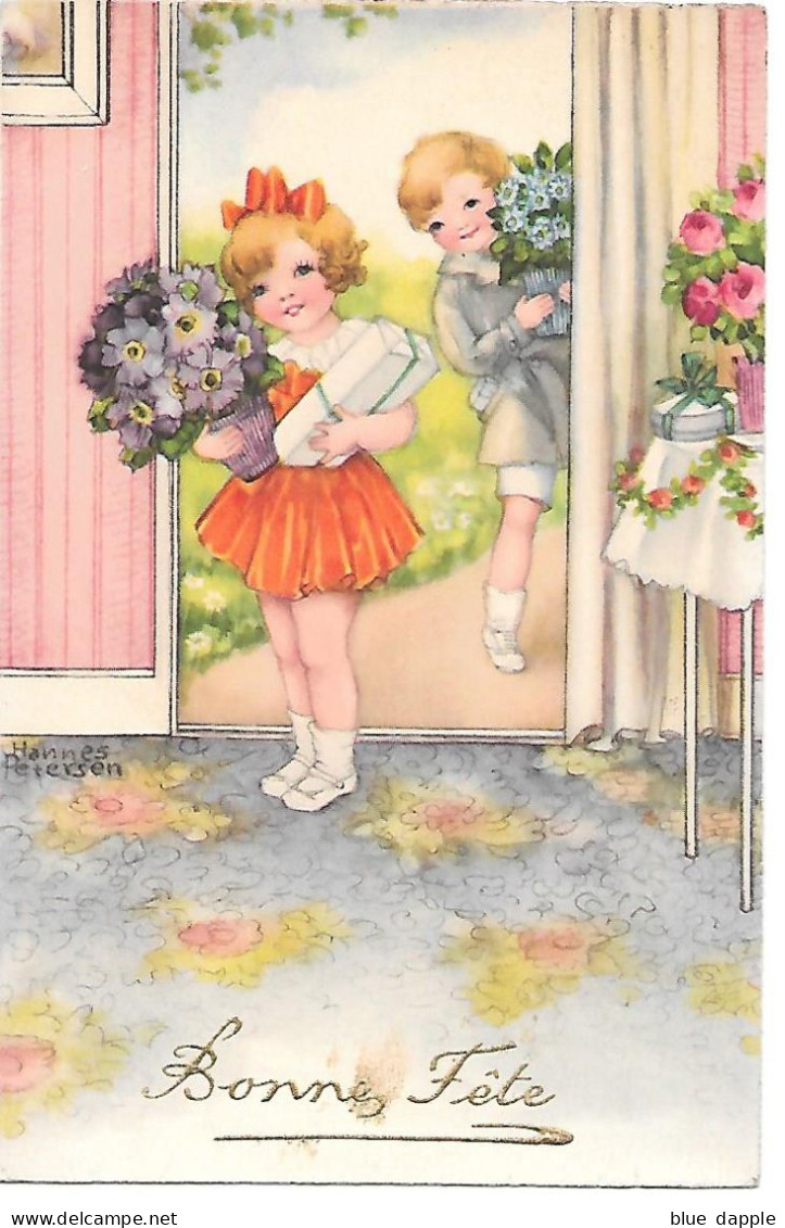 Illustrator - Hannes Petersen - Children, Enfants, Kinder, Bambini, Flowers, Presents, Fleurs, Blumen, Fiori - Petersen, Hannes