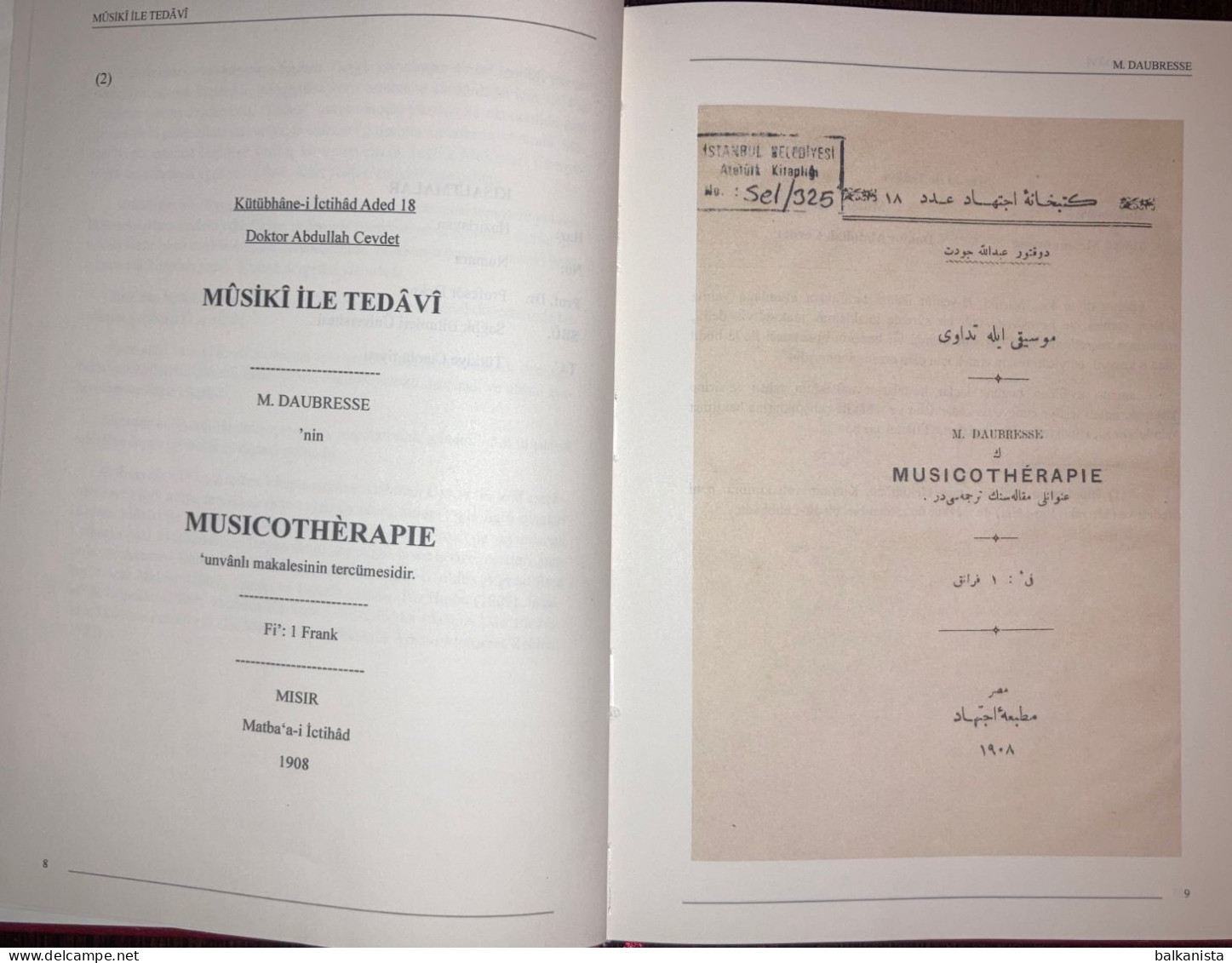 Musiki Ile Tedavi Daubresse Ottoman Facsimile & Turkish Musico Therapie - Cultura