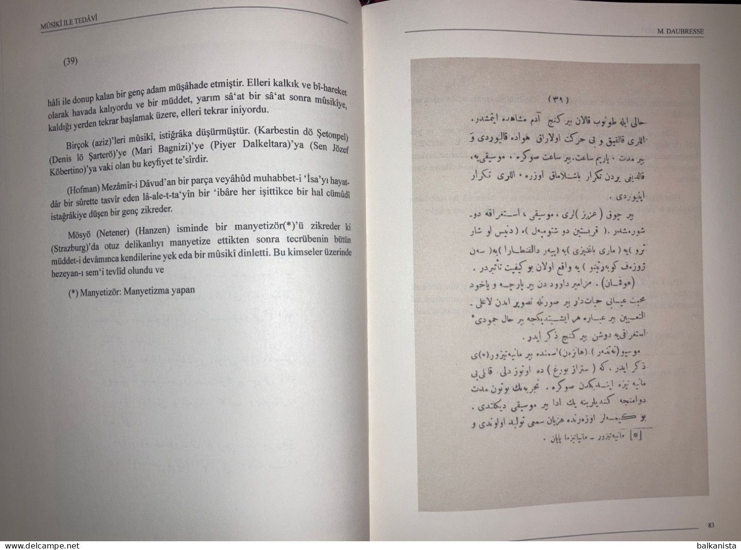 Musiki Ile Tedavi Daubresse Ottoman Facsimile & Turkish Musico Therapie - Cultura