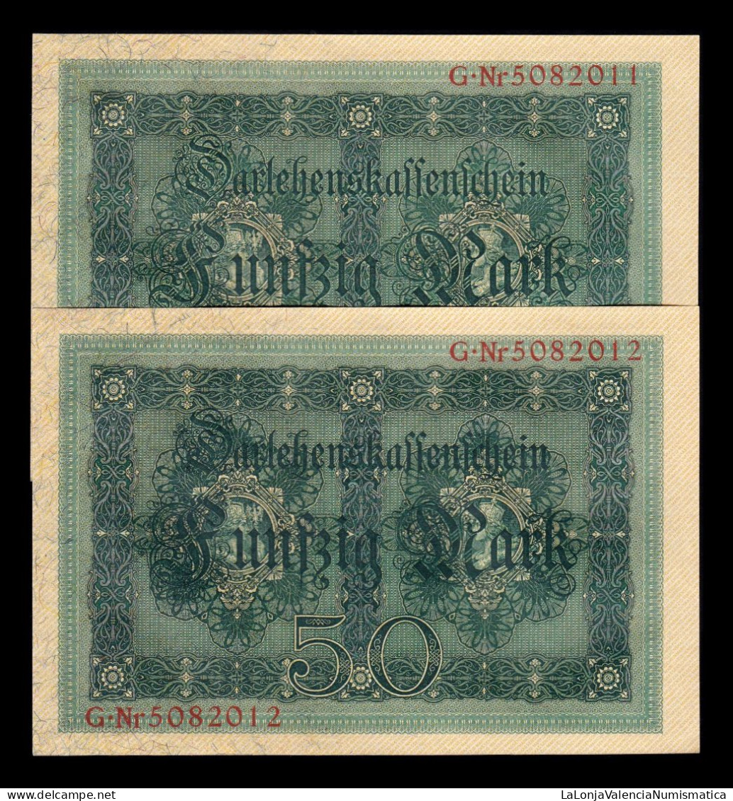 Alemania Germany Pareja Correlativa 50 Mark 1914 Pick 49b Sc Unc - 50 Mark