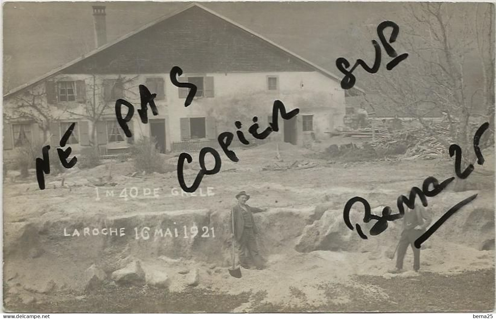 SUISSE LA ROCHE PLANCEMONT PRES COUVET CARTE PHOTO MAGNIFIQUE AU SUJET D'UN ORAGE DE GRELE LE 16 MAI 1921 - Couvet