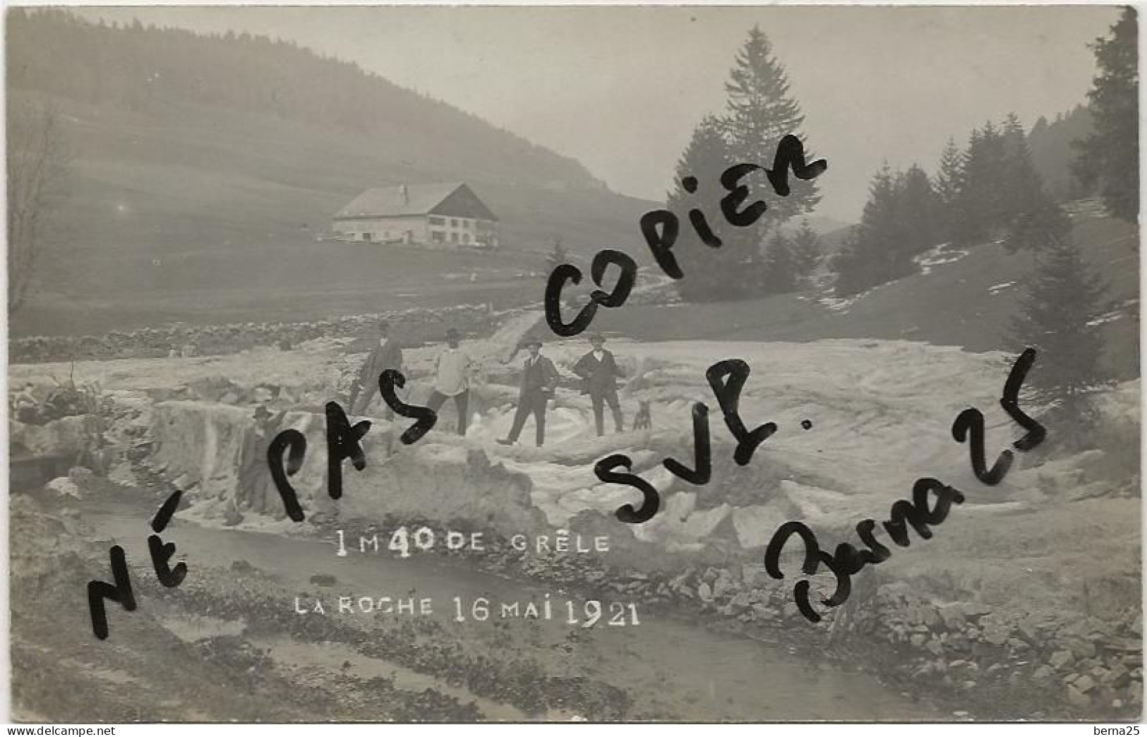 SUISSE LA ROCHE PLANCEMONT PRES COUVET CARTE PHOTO MAGNIFIQUE AU SUJET D'UN ORAGE DE GRELE LE 16 MAI 1921 - Couvet