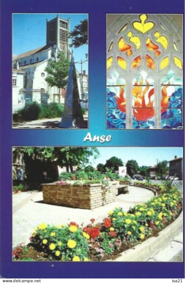 Carte Postale: ANSE: L'Eglise, Détail D'un Vitrail, Square Fleuri. - Anse