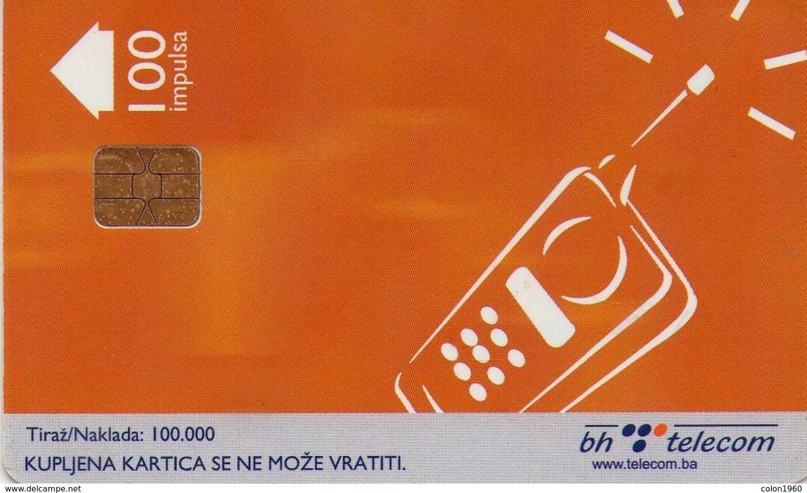 BOSNIA Y HERZEGOVINA. BA-PTT-0048. Orange Cell Phone. 100U. 2000. (523) - Bosnië