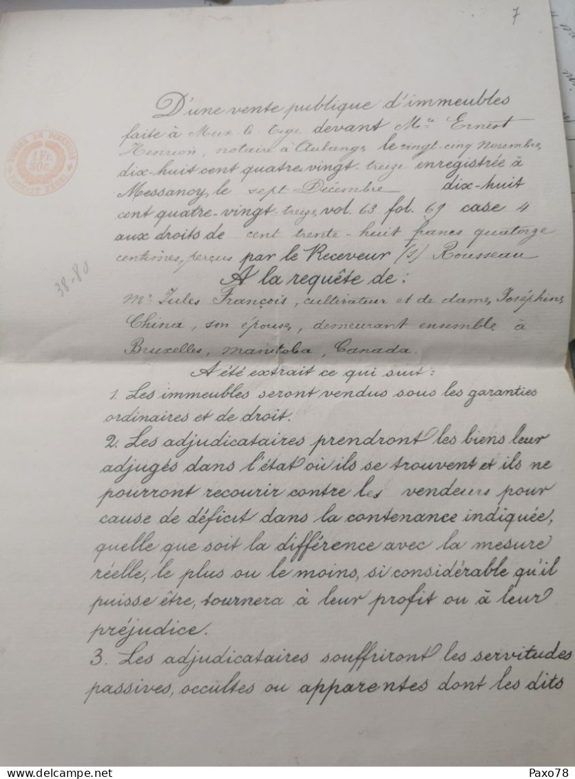 Belgique, Act Notaire, Meix-le-Tige 1894 - Sonstige & Ohne Zuordnung