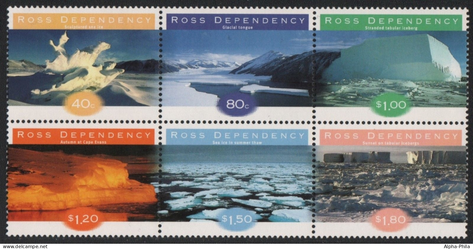 Ross-Gebiet 1998 - Mi-Nr. 54-59 ** - MNH - Zusammendruck - Eisformationen - Ungebraucht