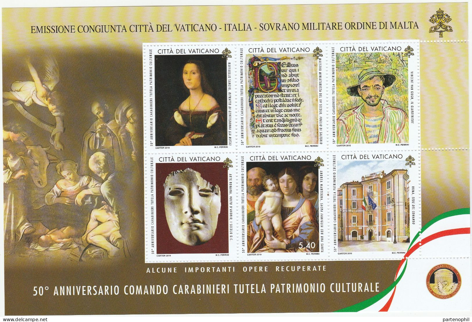 Vaticano - 2019 Carabinieri - Foglietto MNH - Joint Issues