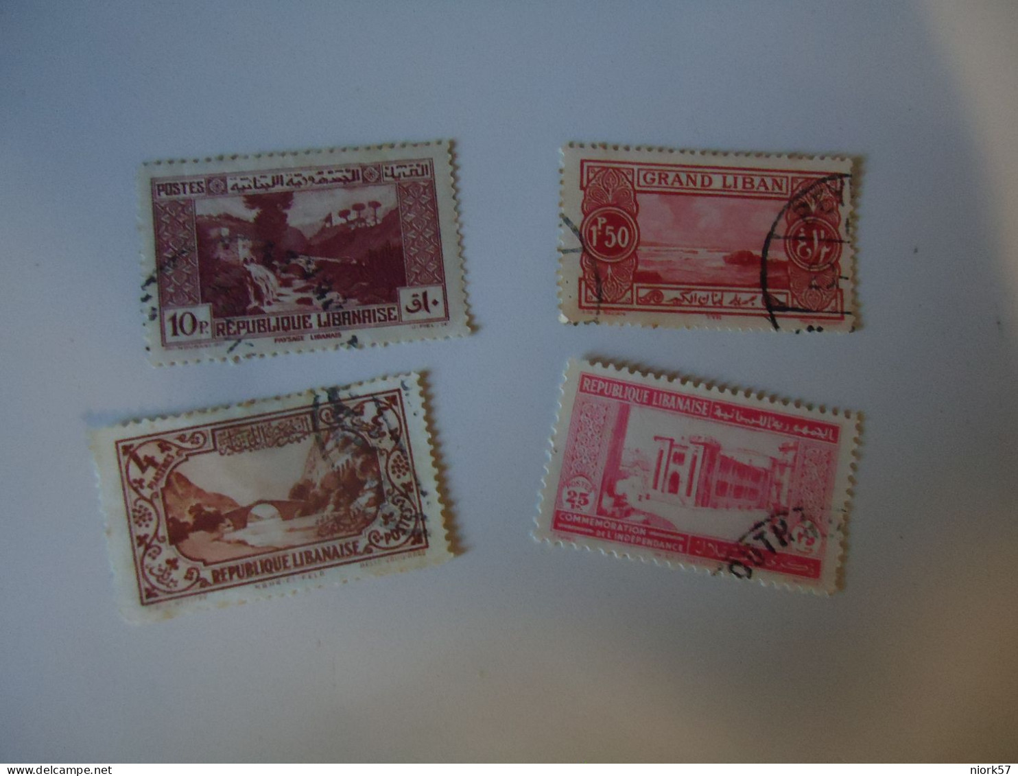 LIBAN  LEBANON USED  4  STAMPS MONUMENTS  GRAD LIBAN 1925 1937 25P RED - Lebanon