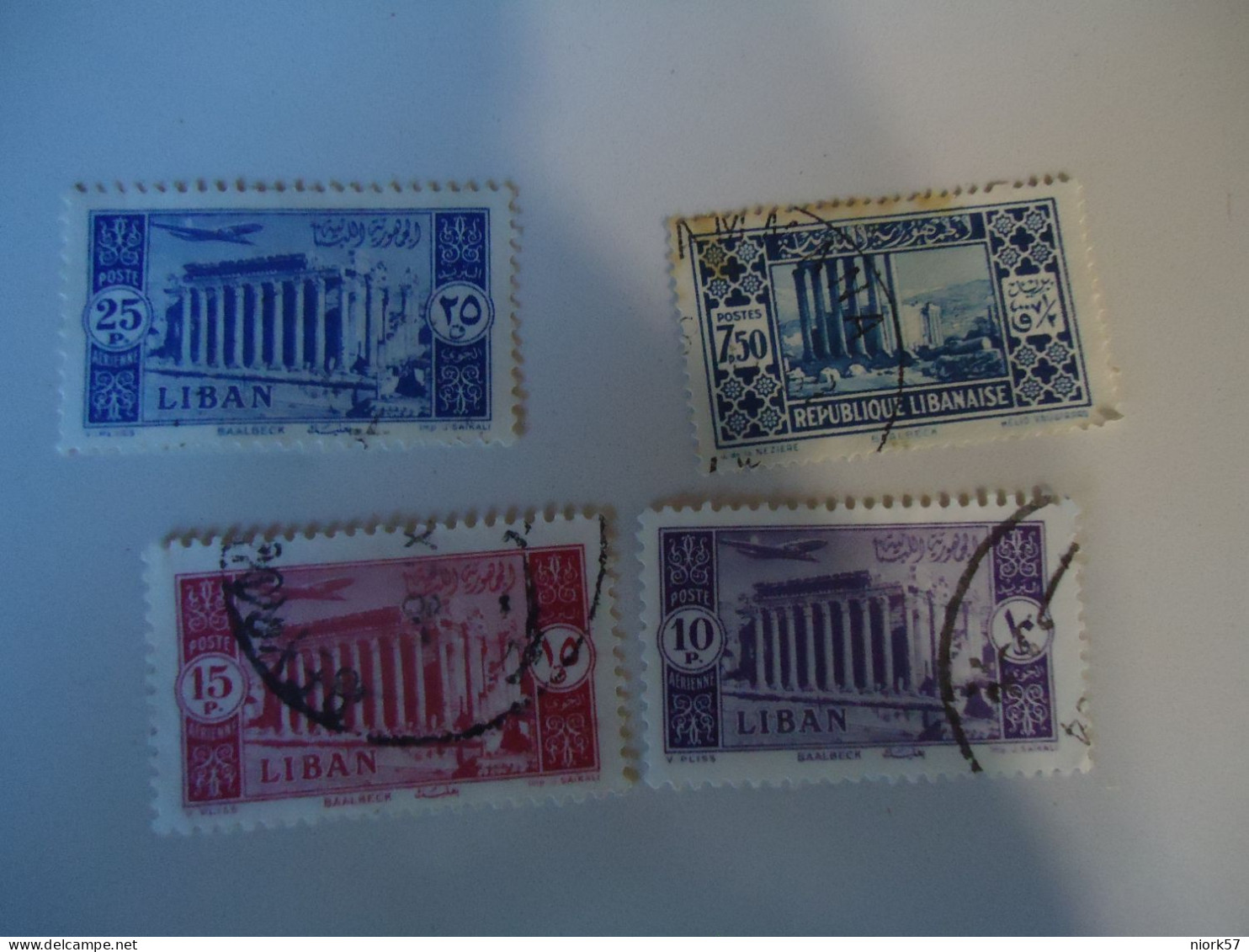 LIBAN  LEBANON USED   4  STAMPS MONUMENTS  1930 BAALBECK - Lebanon