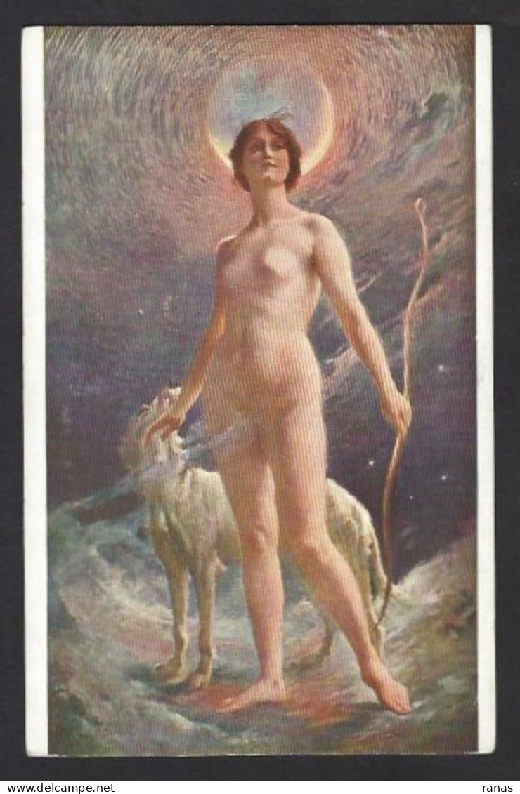 CPA Lévrier Chien Dog Tableau érotisme Nude Nu Féminin Femme Nue Non Circulé érotisme Risque Glamour - Paintings