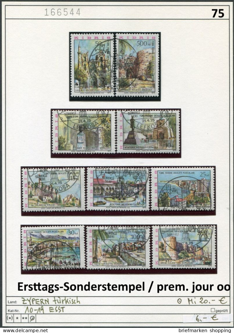 Zypern 1975 - Türkisch Zypern 1975 - Chypre Turquoise 1975 - Michel 10-19 - Oo Oblit. Used Gebruikt - ESST - Gebraucht