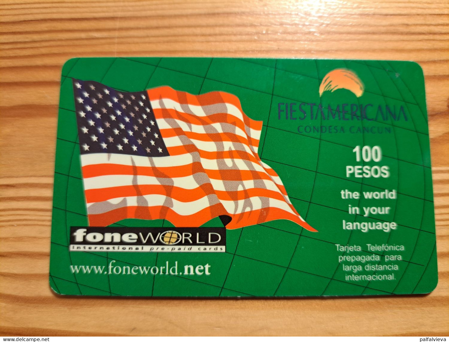 Prepaid Phonecard Mexico, Fone World - Flag, USA - México