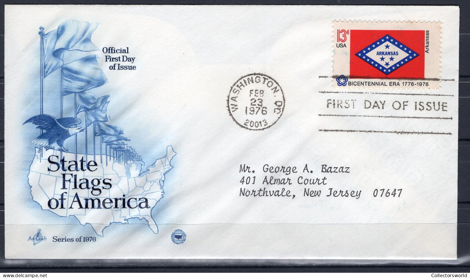 USA FDC 1976 Series State Flags Of America - Arkansas - 1971-1980