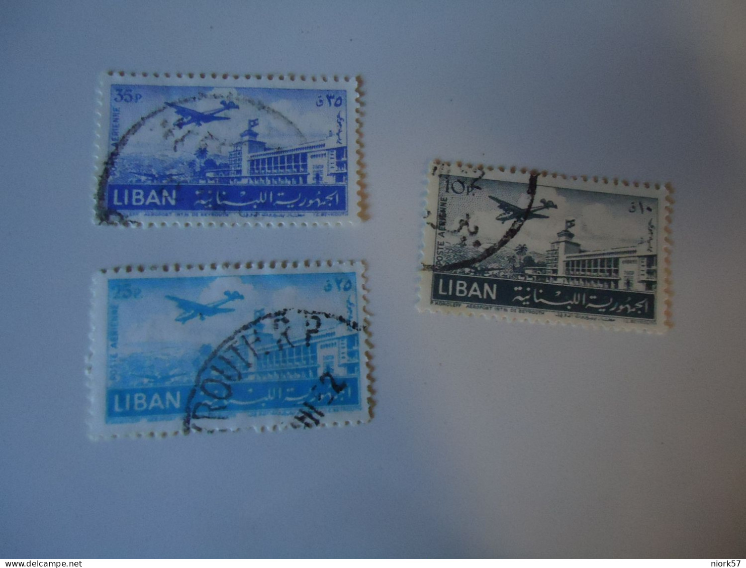 LIBAN  LEBANON USED 3 STAMPS AIR AIRPLANES 1952 - Lebanon