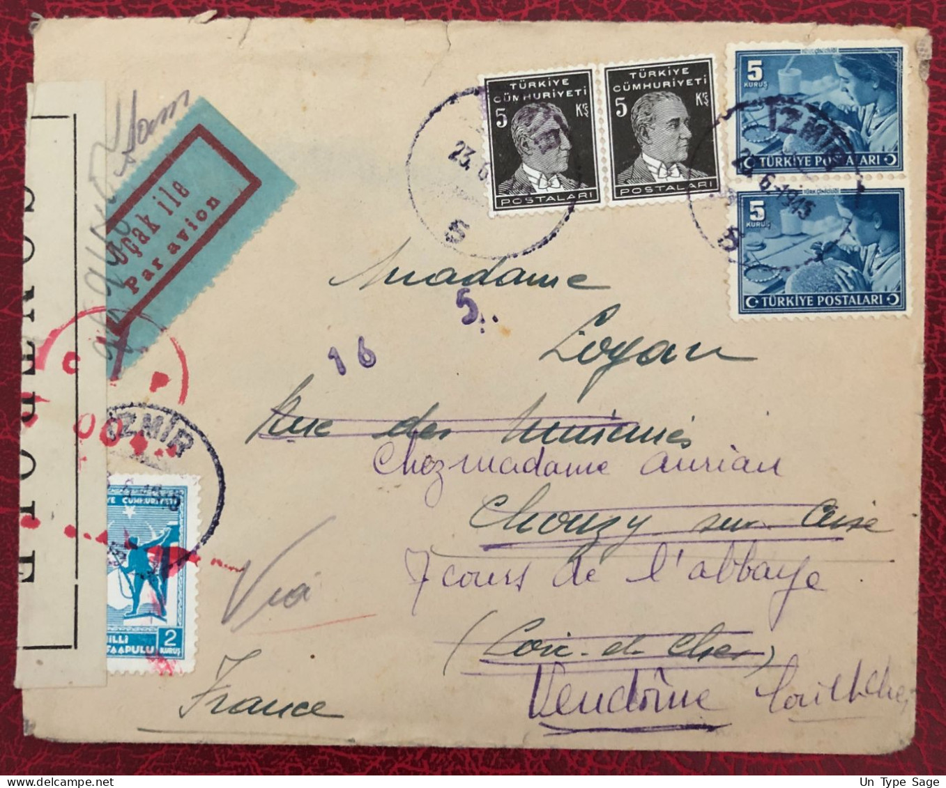 Turquie Divers Sur Enveloppe + Censure 23.6.1945 - (B3769) - Covers & Documents