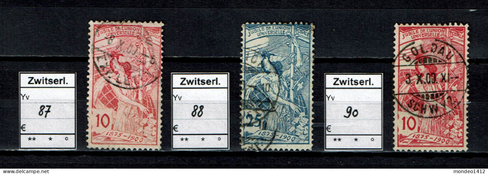 Suisse 1900 - YT 87-88-90 - Oblit. Used - Oblitérés
