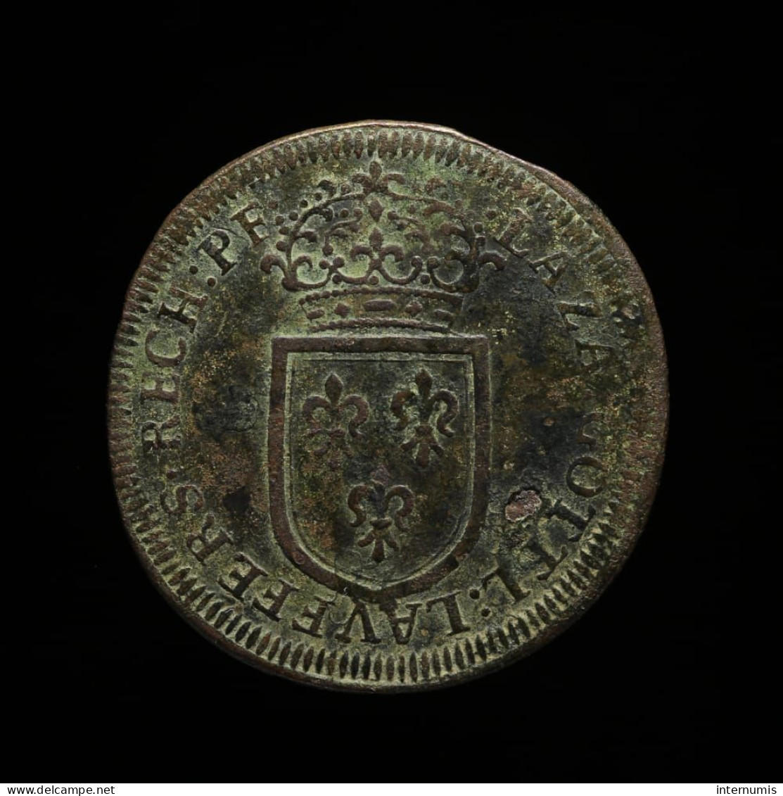 France, Louis XIV - Rechenpfennig - NUREMBERG - LAZA : GOTTL : LAVFFERS. REICH. PFENING, Jeton, Laiton (Brass) - Royal / Of Nobility