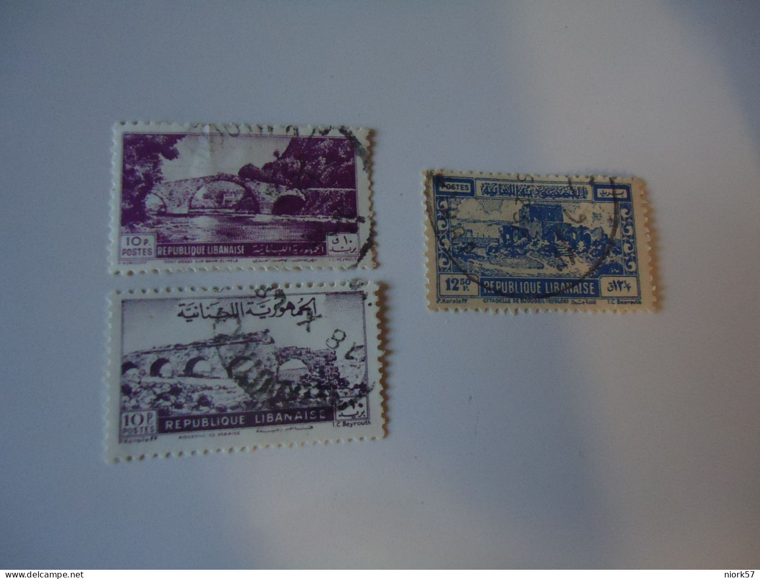 LIBAN  LEBANON USED   3 STAMPS MONUMENTS  BRIDGES - Lebanon