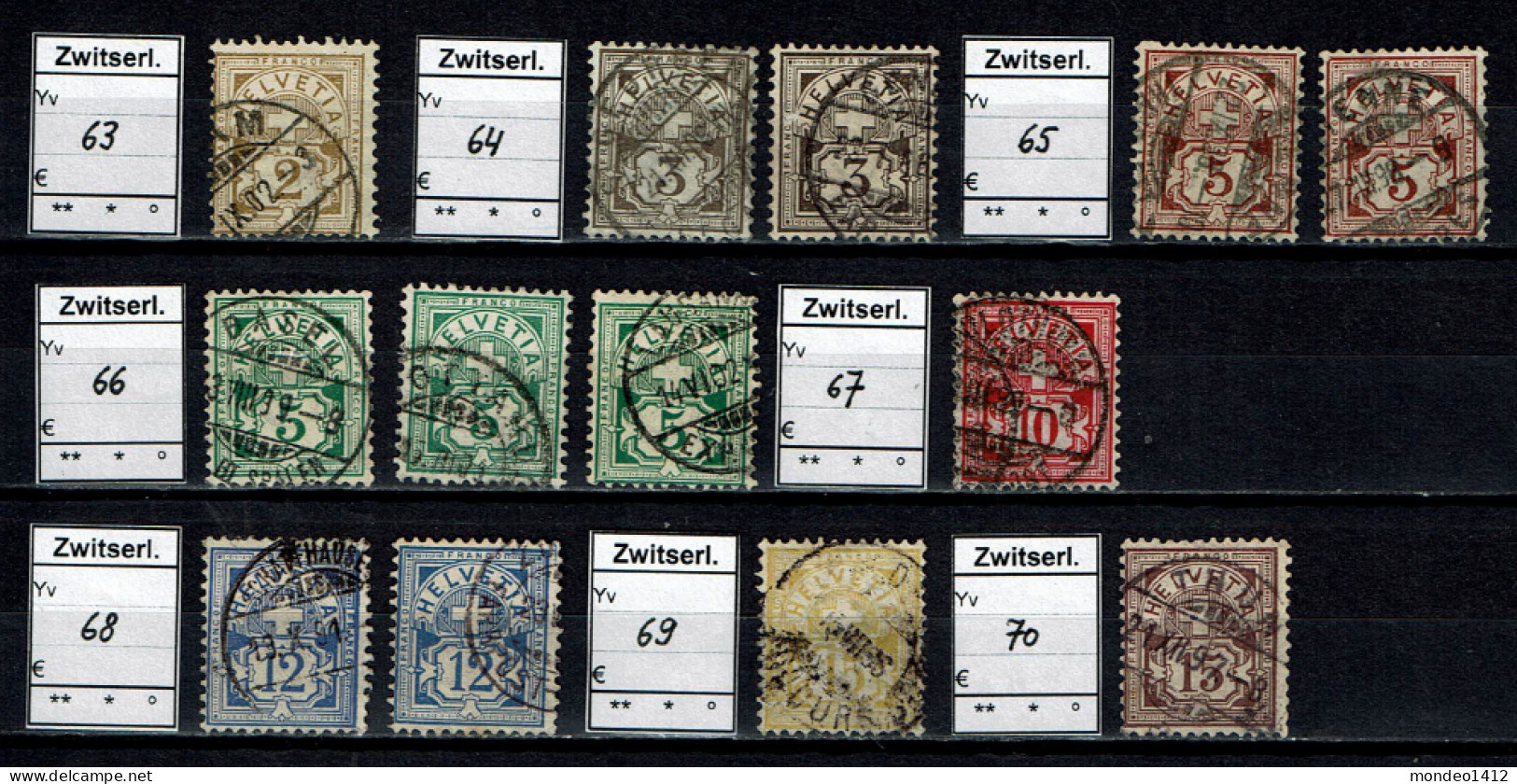 Suisse 1882 - YT 63-64-65-66-67-68-69-70 - Oblit. Used - Oblitérés