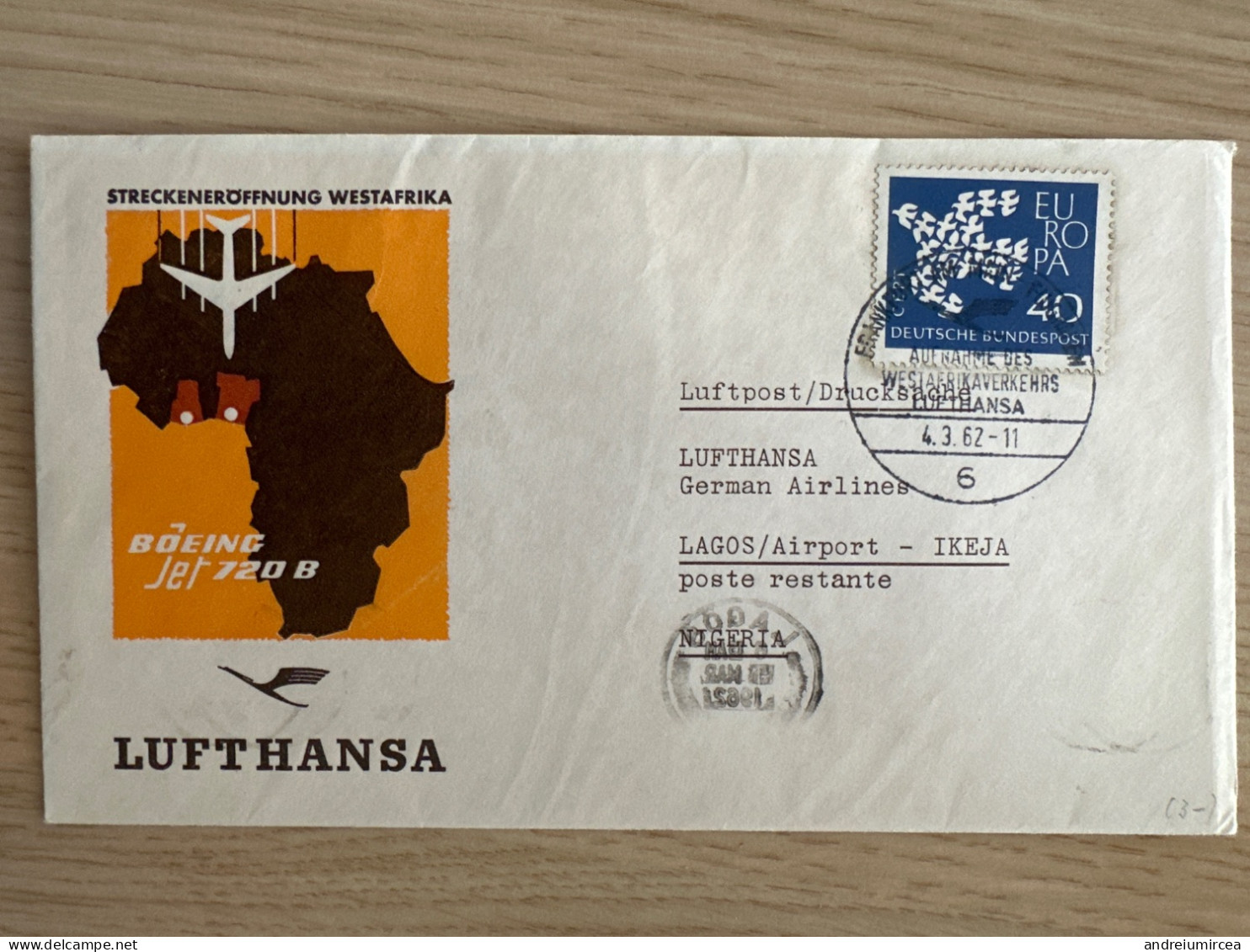 1962  Eroffnungsflug Westafrika - Erst- U. Sonderflugbriefe