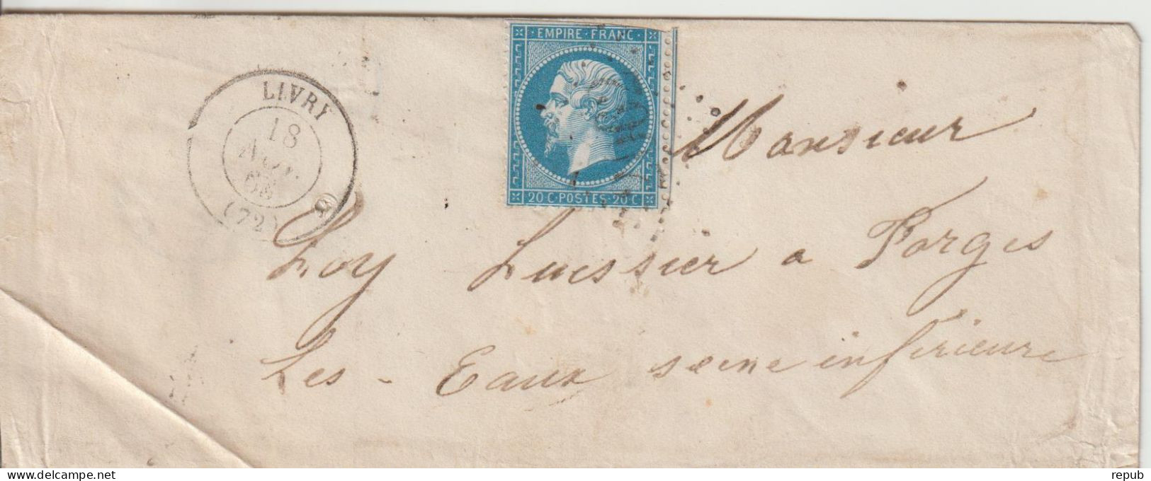 France Lettre 1863 De Livry GC2062  Pour Forges (76) - 1849-1876: Classic Period