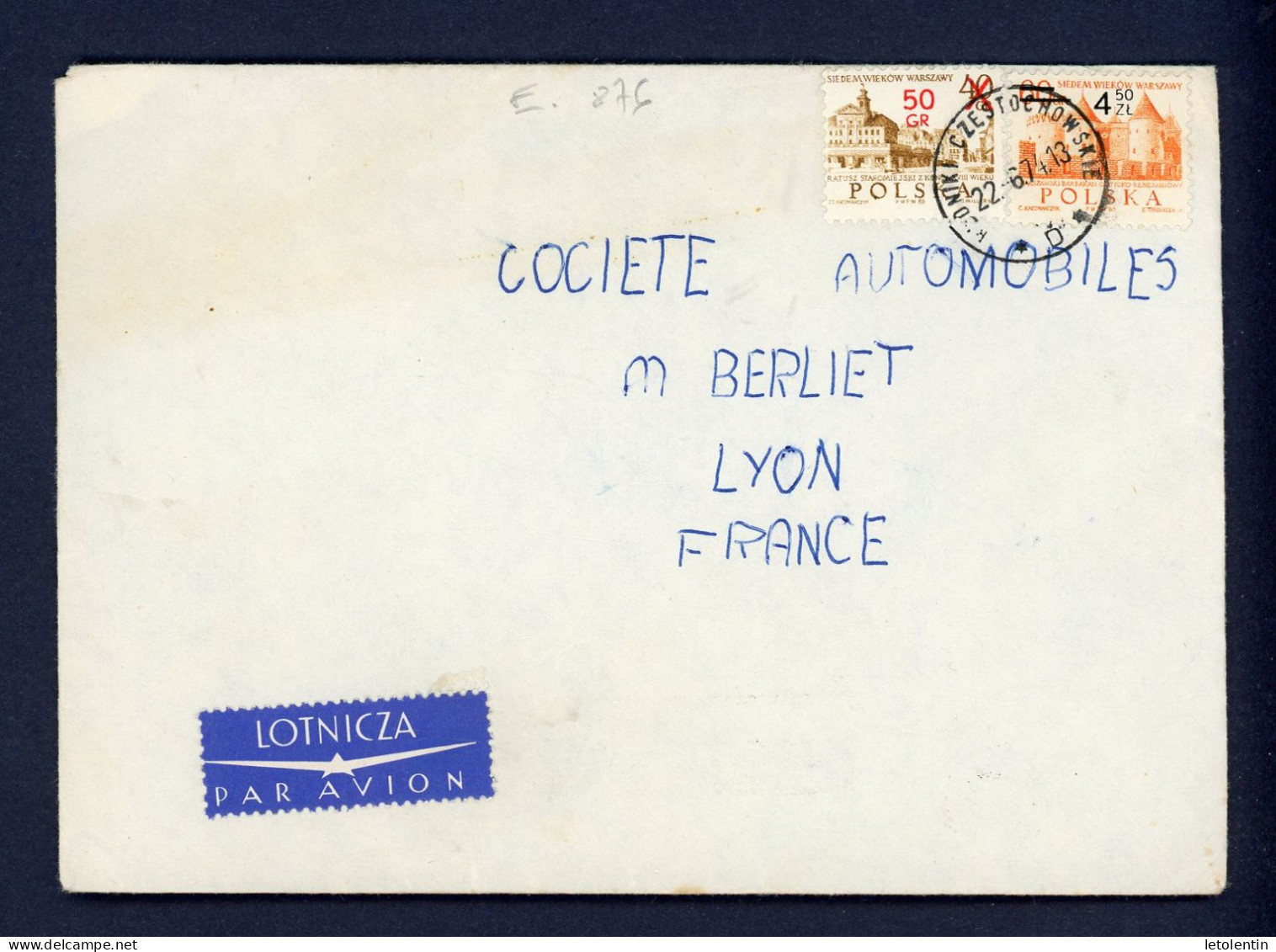 POLOGNE-    - N° Yt > Voir Scan SUR LETTRE POUR LA FRANCE Obli. DE 1967 - Cartas & Documentos