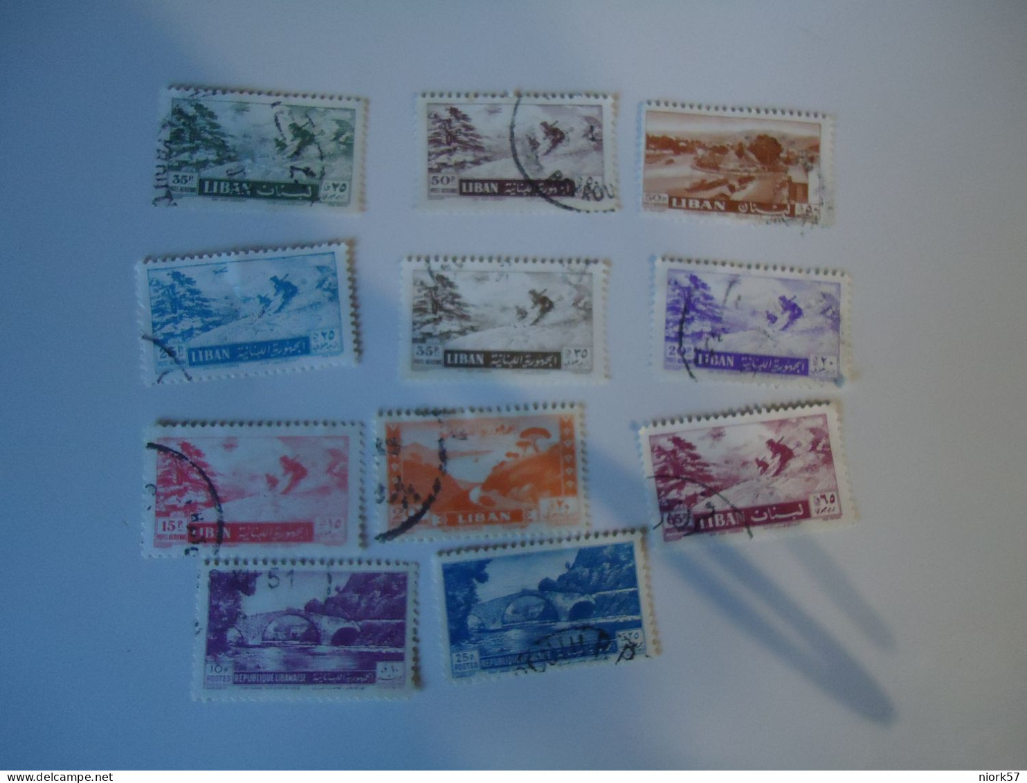 LIBAN  LEBANON USED    11  STAMPS  LANDSCAPES MOMUMENTS SPORTS SKIERS - Lebanon