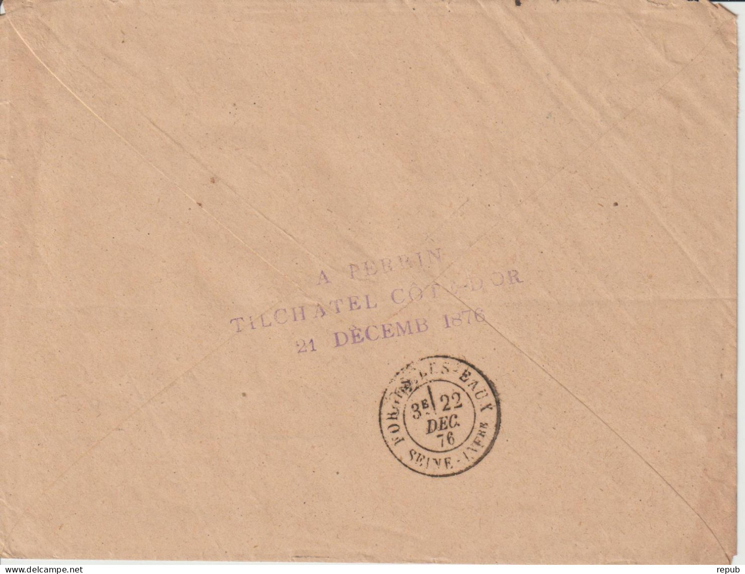 France Lettre 1876 D'Is Sur Tille Pour Forges (76) Avec Cachet OR - 1849-1876: Classic Period