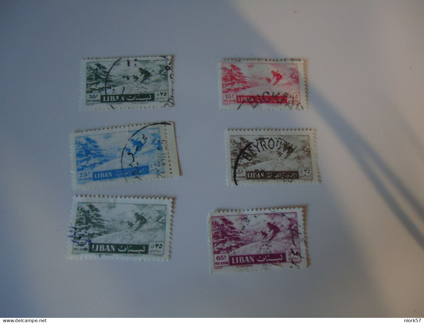 LIBAN  LEBANON USED    6  STAMPS  LANDSCAPES SKIERS - Lebanon