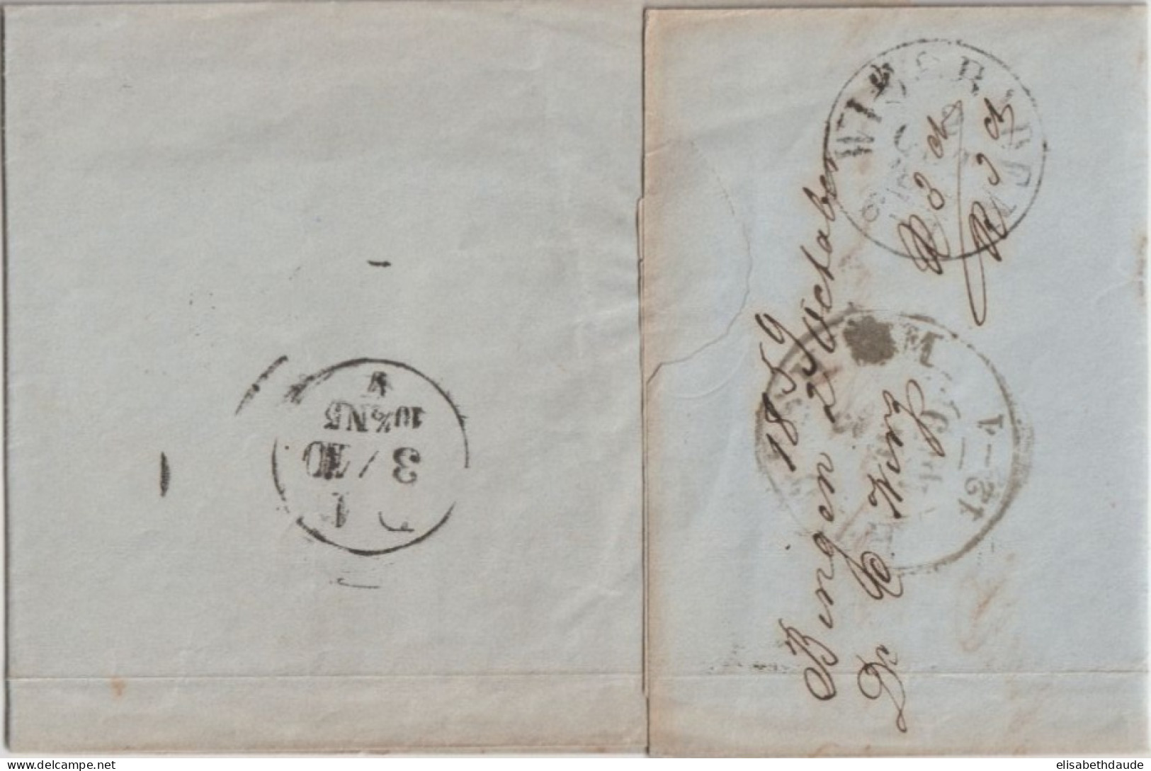 1859 - THURN UND TAXIS - LETTRE De BINGEN => FRANKFURT - Storia Postale