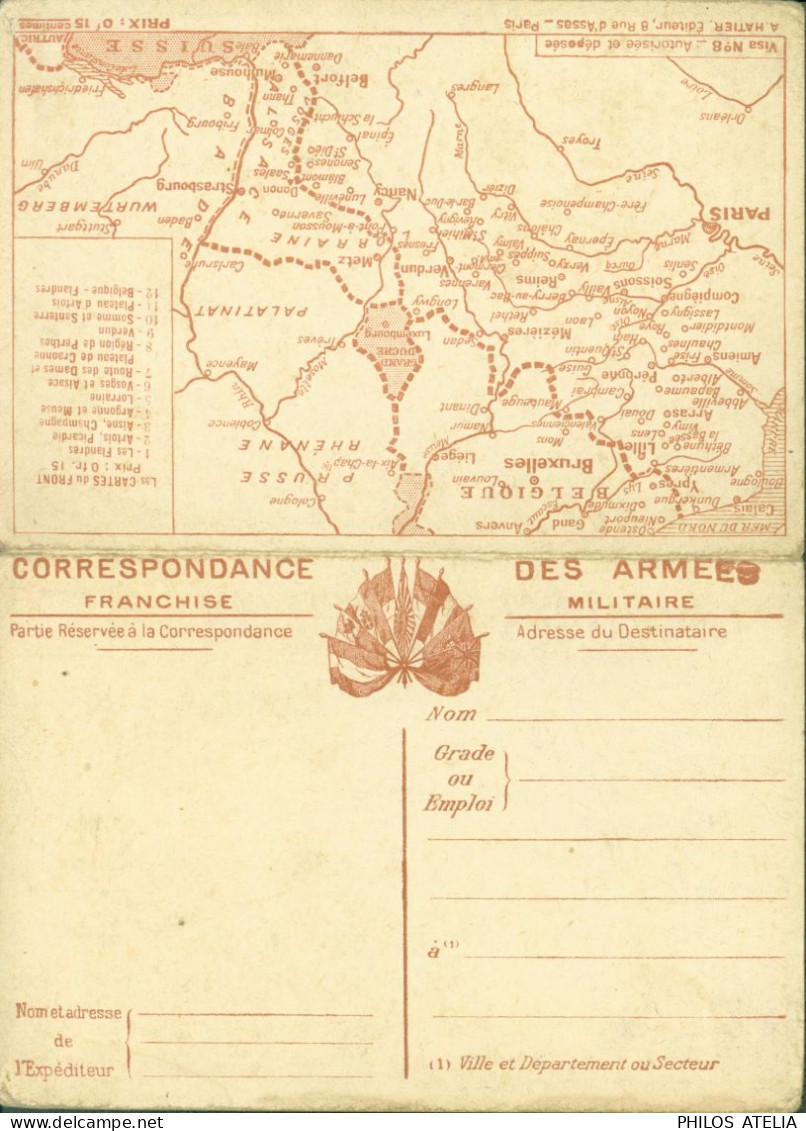 Guerre 14 CP FM Correspondance Armées Franchise Militaire Front N°8 Souain Verdun A Hatier Paris Carte Double - Oorlog 1914-18