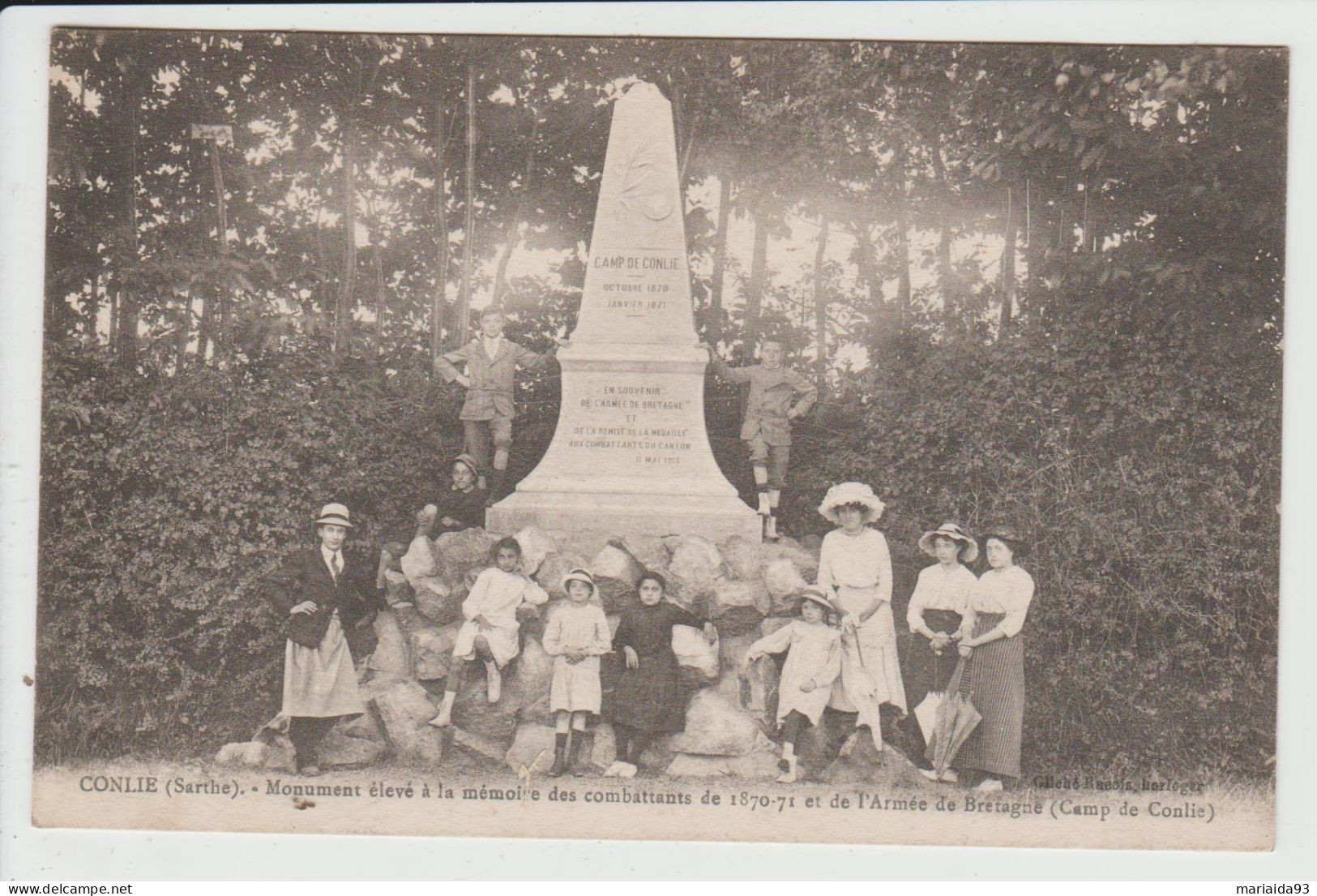 CONLIE - SARTHE - MONUMENT ELEVE A LA MEMOIRE DES COMBATTANTS DE 1870-71 ET DE L'ARMEE DE BRETAGNE - CAMP DE CONLIE - Conlie