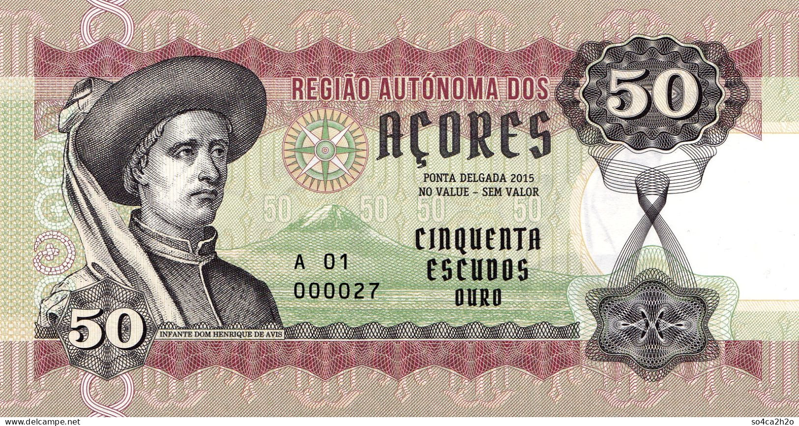 Açores 50 Escudos 2015 Matej Gabris  Emission Privée UNC - Fictifs & Spécimens