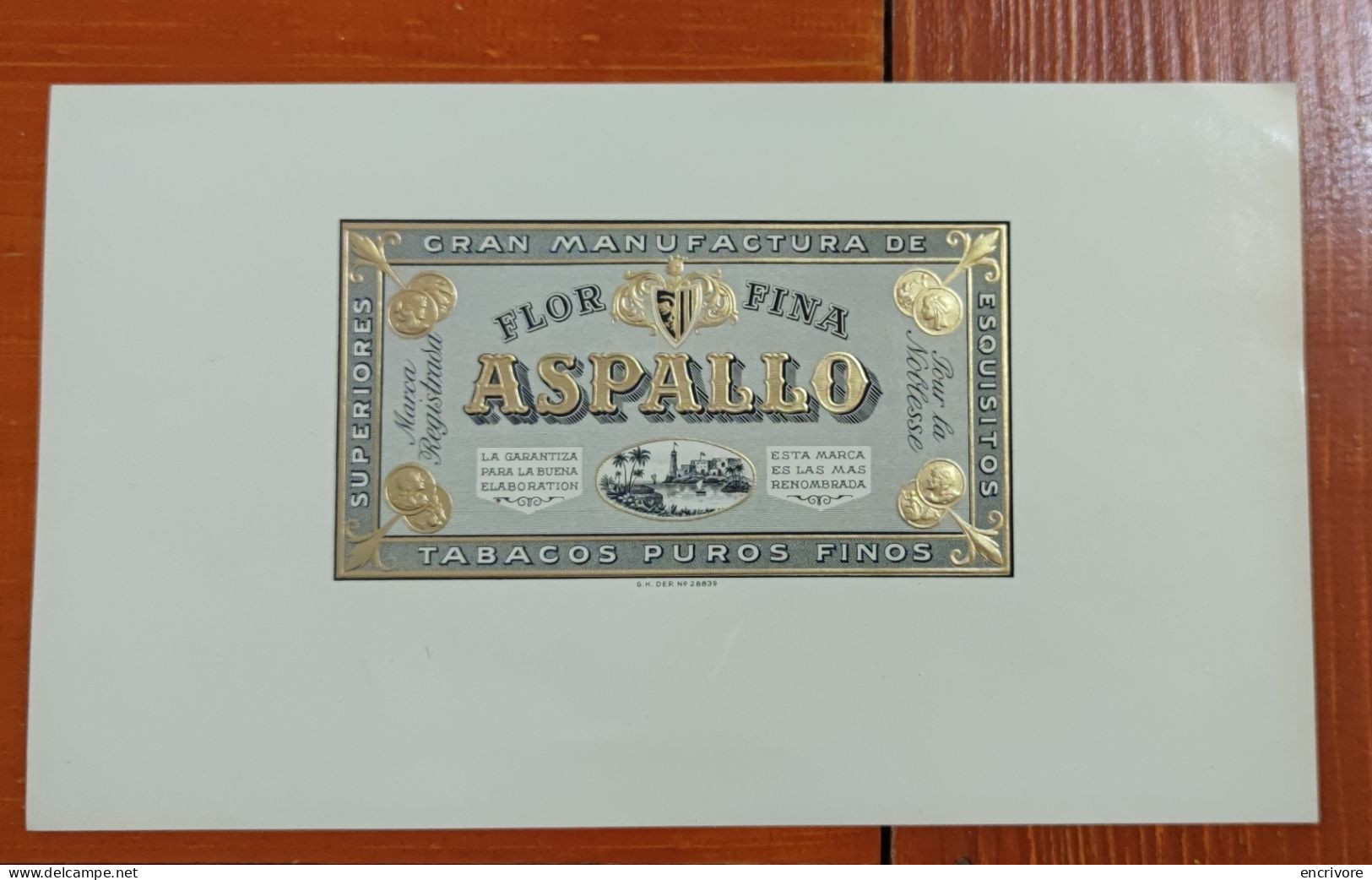 étiquette Cigares Gran Manufactura Tabacos Puros ASPALLO  Tabac - Labels