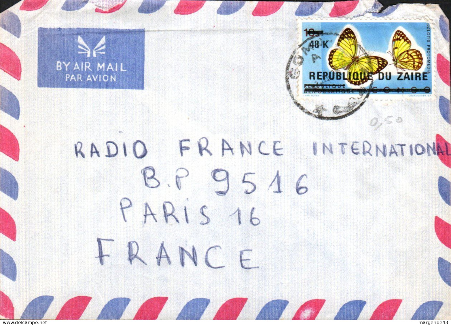 ZAIRE SEUL SUR LETTRE POUR LA FRANCE 1978 - Covers & Documents