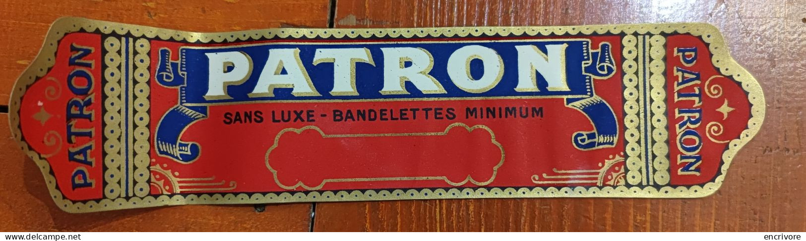 étiquette Cigares Tabac PATRON Sans Luxe Bandelettes Minimum - Etichette