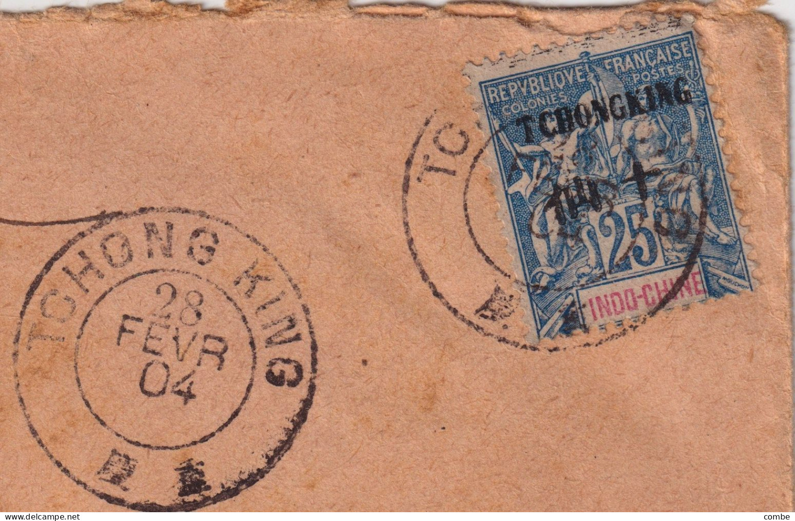 LETTRE. SAGE CHINE. COVER CHINA. TCHONG KING. 28 FEVR 1904. Yv N° 11. HAN KEOU-CHINE. POSTE FRANCAISE. PAQ LIGNE N 4. - Lettres & Documents