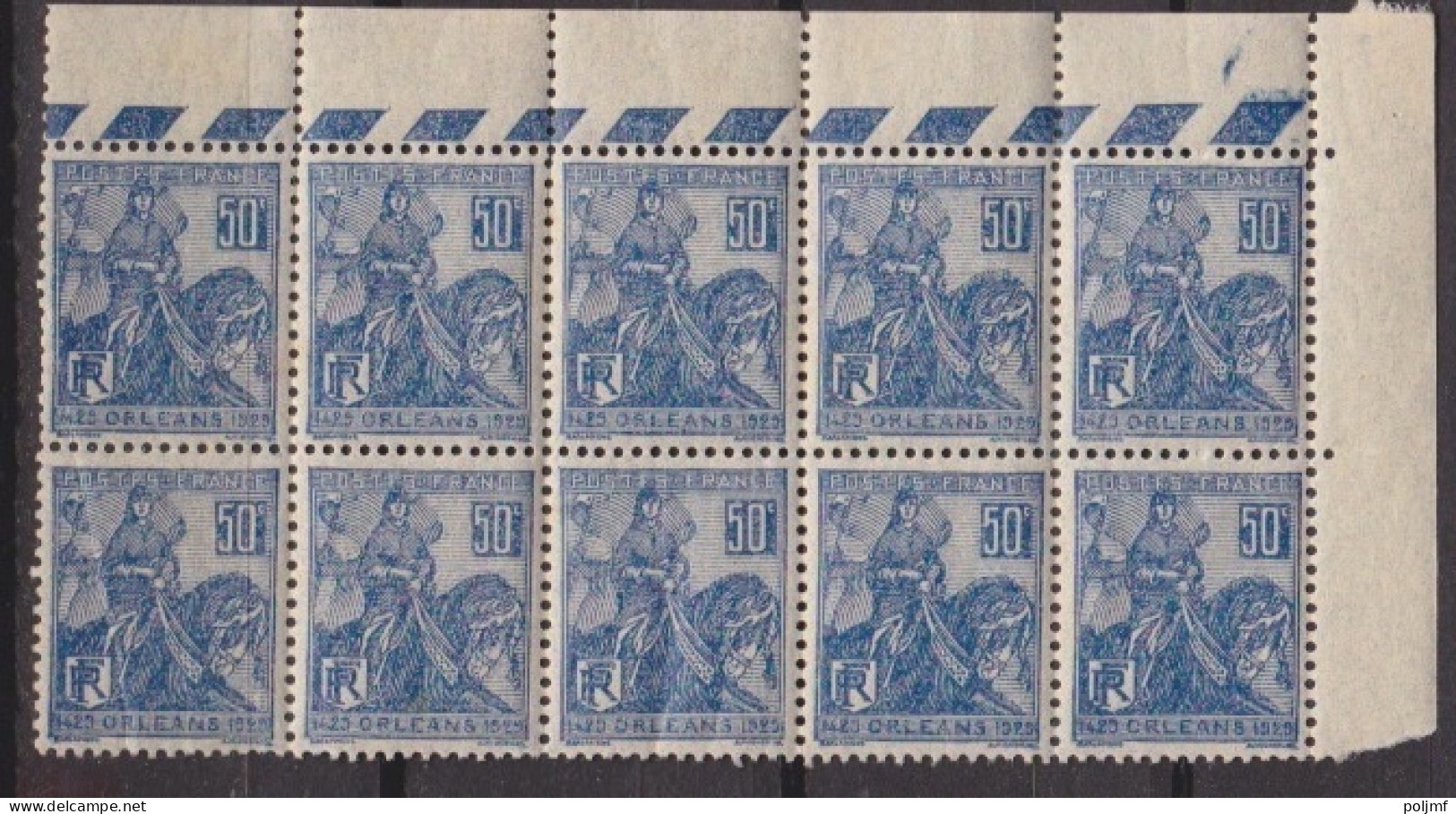 C 10 TP N° 257 "Jeanne D'Arc" Coin De Feuille, Variété CORLEANS Sur 2 TP, Neuf ** - Unused Stamps