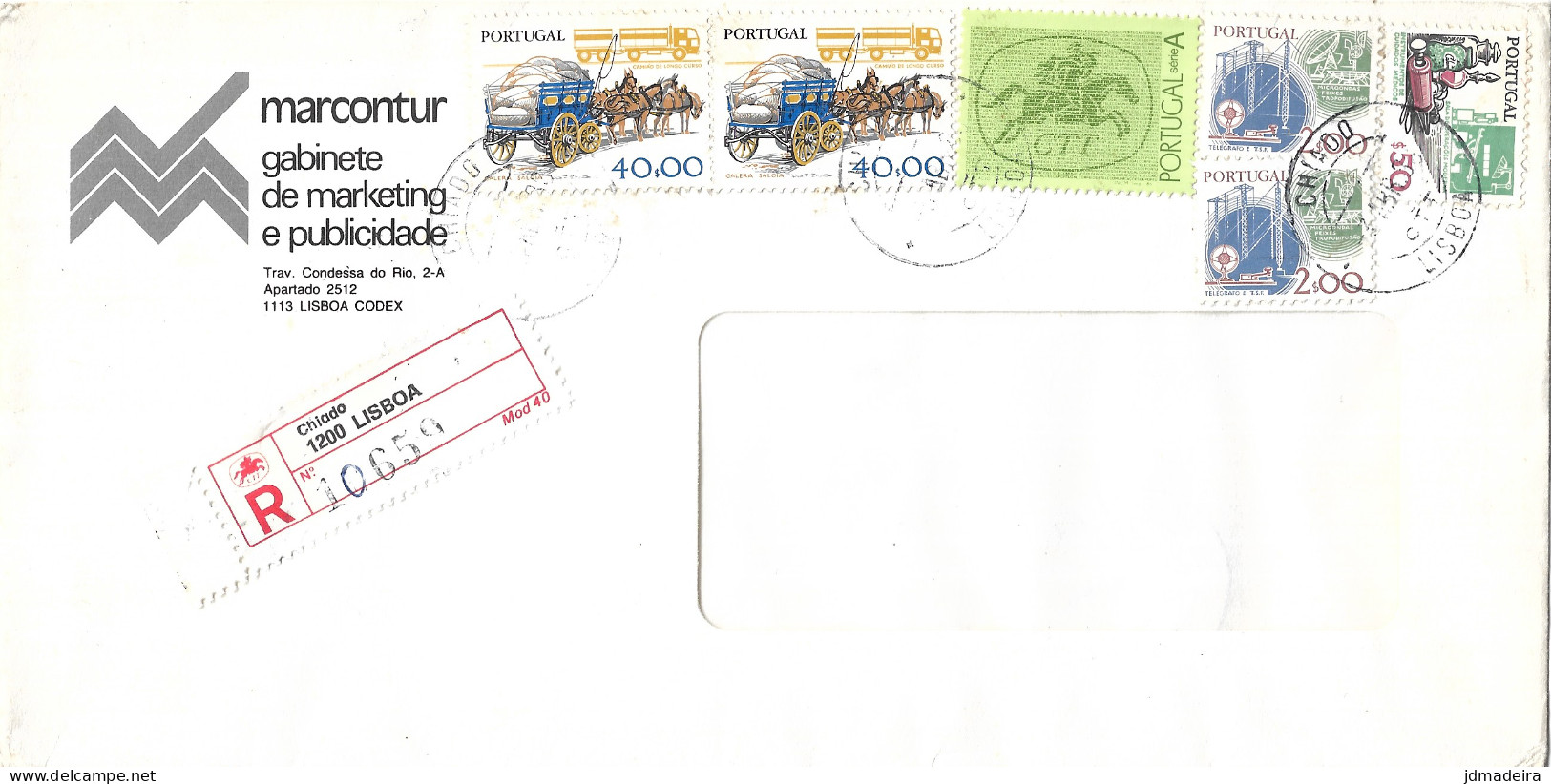 Portugal Registered Cover CHIADO * LISBOA Cancel And Registration Label - Lettres & Documents