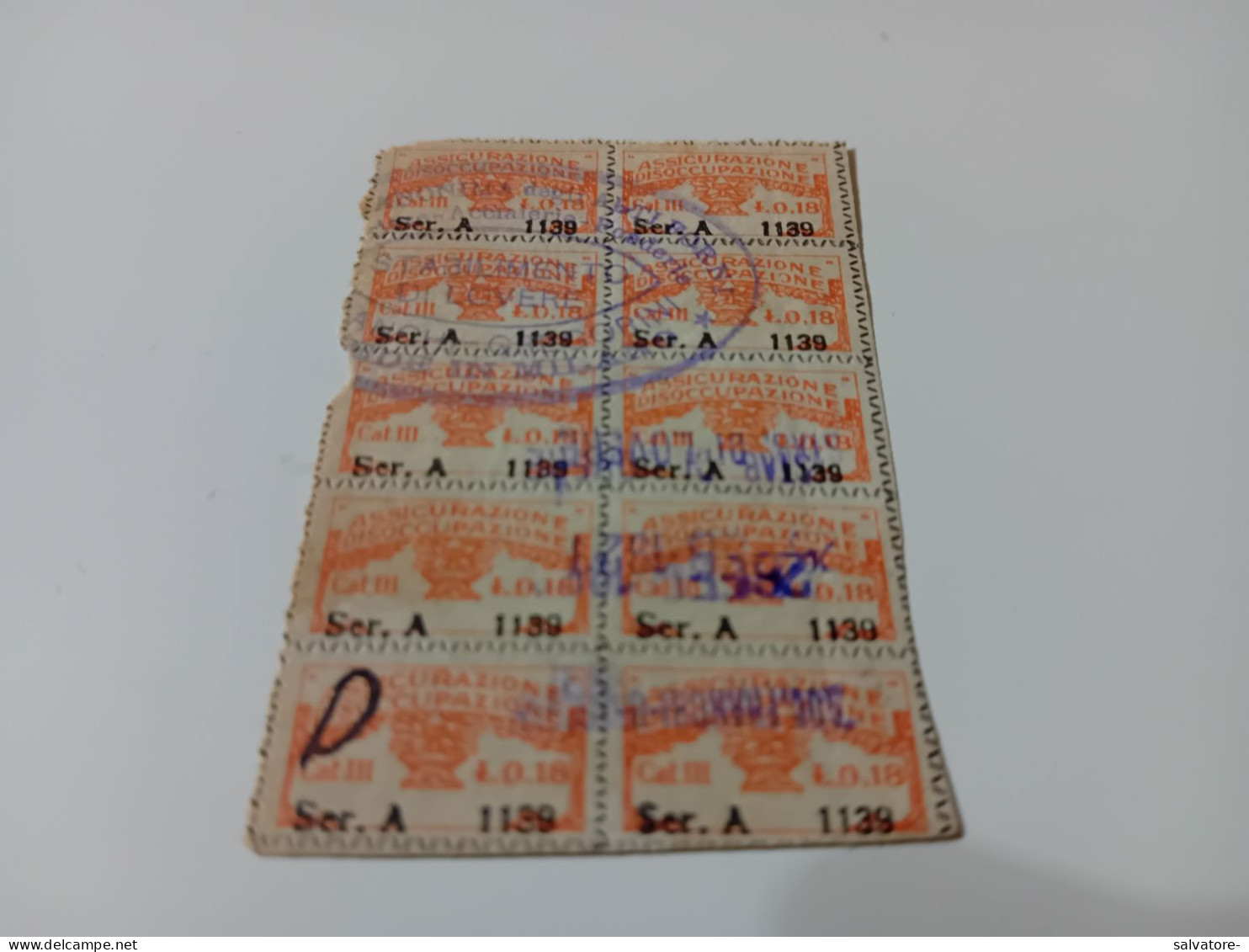 LOTTO 10MARCHE DA BOLLO ASSICURAZIONE DISOCCUPATI - Revenue Stamps