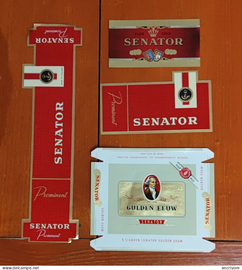 4 étiquette CIGARES Tabac SENATOR GULDEN EEUW - Labels