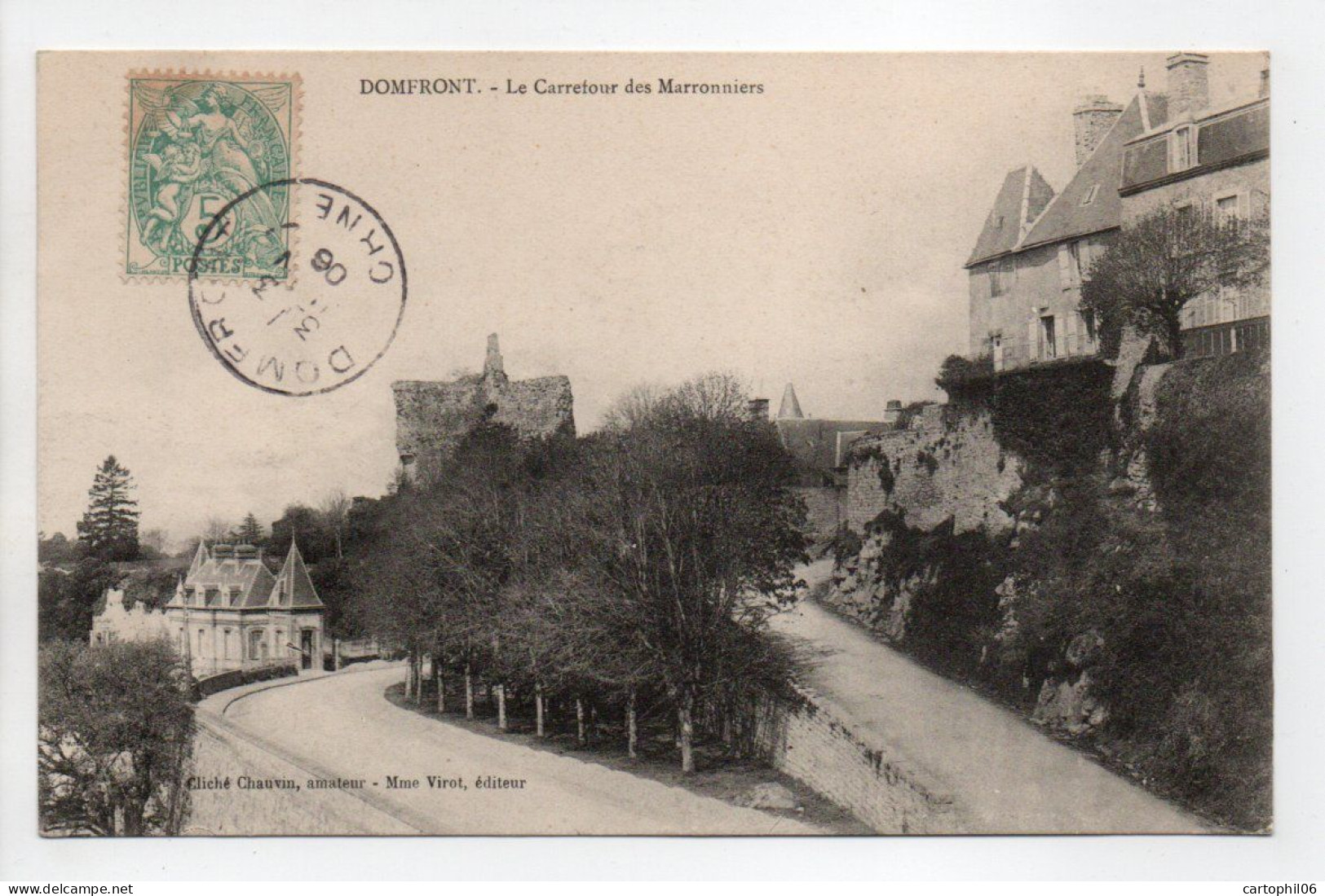- CPA DOMFRONT (61) - Le Carrefour Des Marronniers 1906 - Edition Virot - - Domfront
